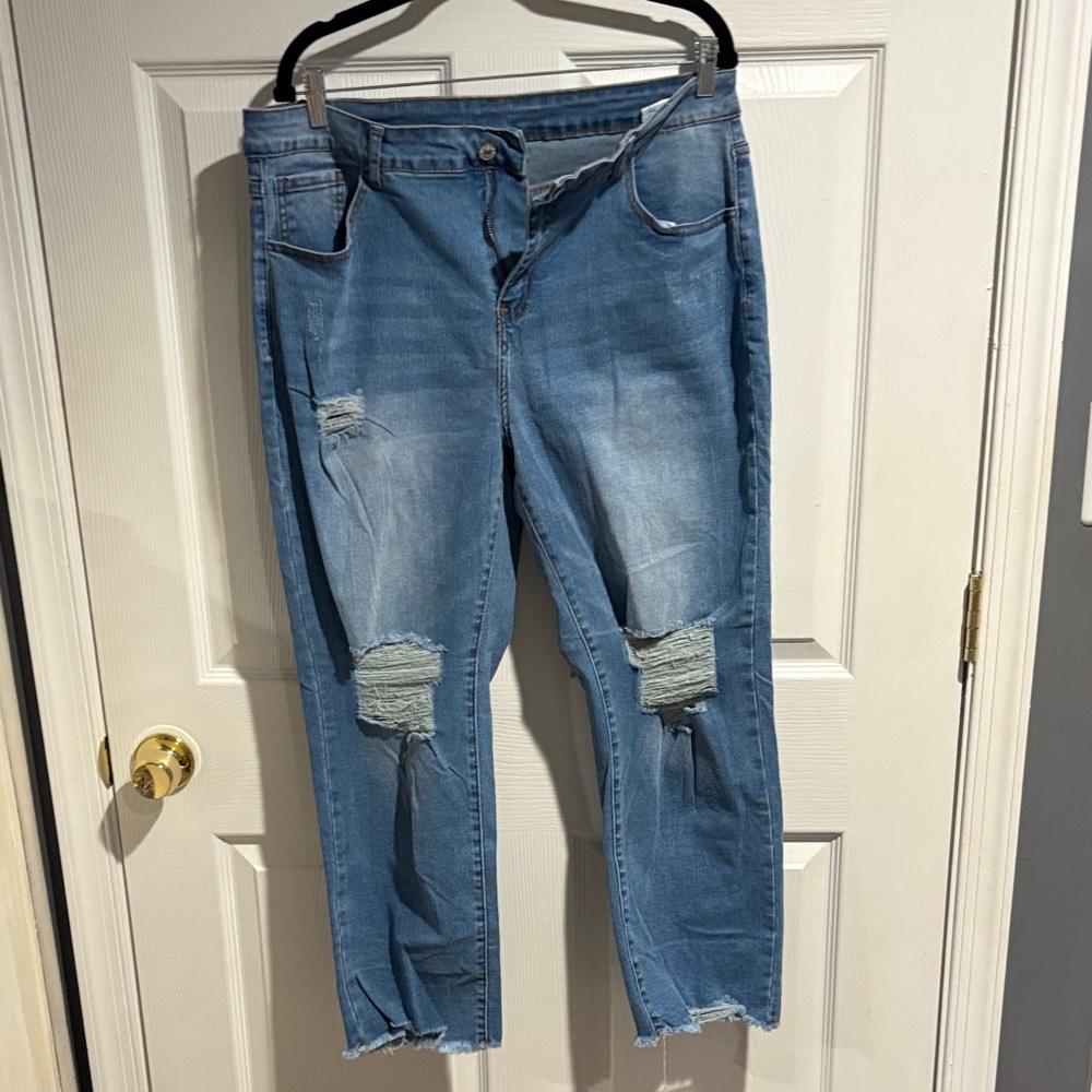 Distressed Blue Jeans